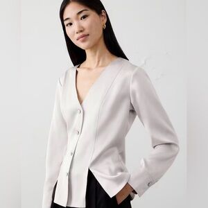 Banana Republic Selenite Silky Seamed Slit Blouse
